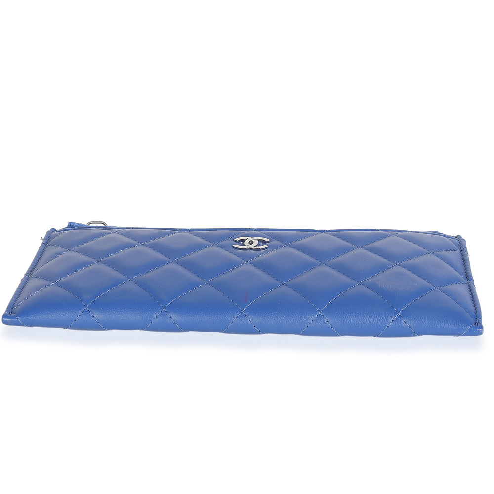 Chanel Navy Quilted Lambskin Classic Zip Pouch - Picture 5 of 8